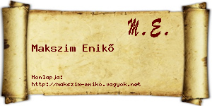 Makszim Enikő névjegykártya
